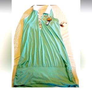 4- Dereon dress - authentic, heavy weight, halter dress, drawstring bottom.